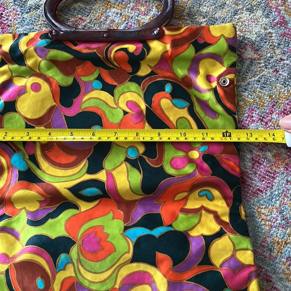 Vintage silk bag can be short or shopper shown in pics with measurements cool! - Picture 5 of 12